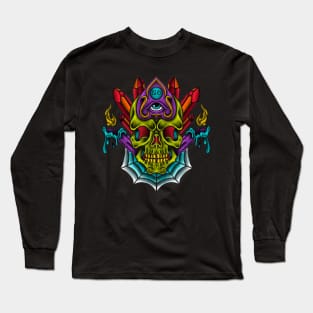 Crystal ouija occult skull shirt Long Sleeve T-Shirt